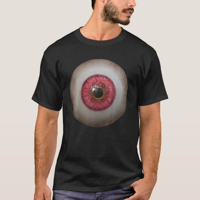 Big Red Eyeball Creepy Funny Lazy Easy Halloween T Shirt (Framsida)