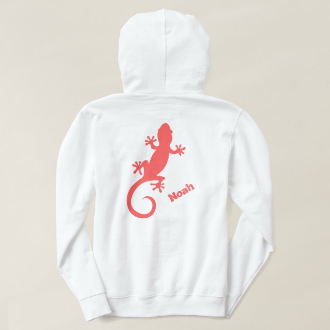 Big Red Gecko Silhouette and Your Name Hoodie (Design baksida)