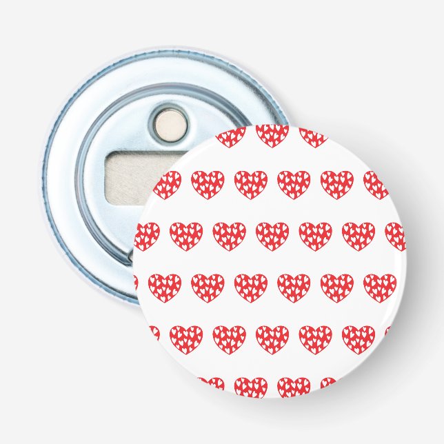 Big Red Heart med små hjärtan Flasköppnare (Framsidan)