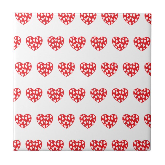 Big Red Heart med små hjärtan Kakelplatta (Framsidan)