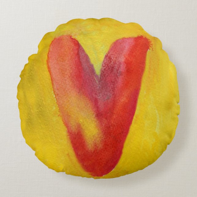 Big Red Heart Rund Kudde (Framsidan)