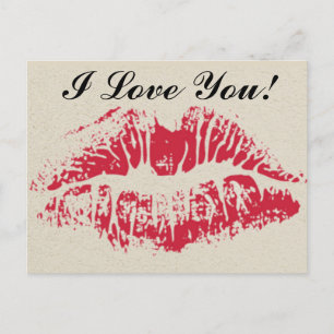 Big Red Kiss Valentines day för honom Helg Vykort