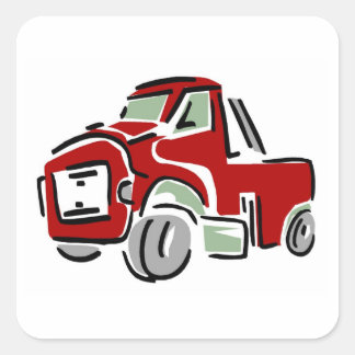 Big Red Lastbil - Stickers Fyrkantigt Klistermärke