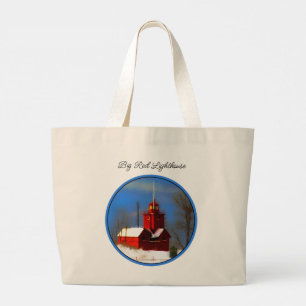 Big Red Lighthouse Painting Holland Original Art Jumbo Tygkasse