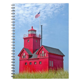 Big Red Michigan Lighthouse Anteckningsbok