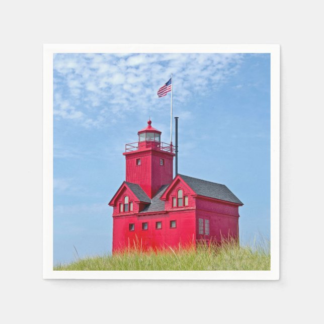 Big Red Michigan Lighthouse Pappersservett (Framsidan)