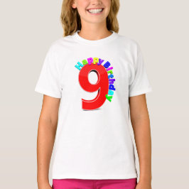 Big Red Number 9 med typography Birthday T-shirts
