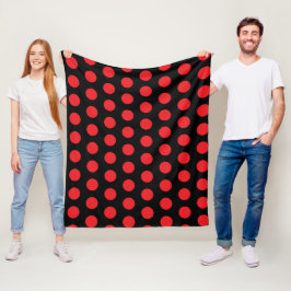 Big Red Polka dots på Black Towel Fleecefilt