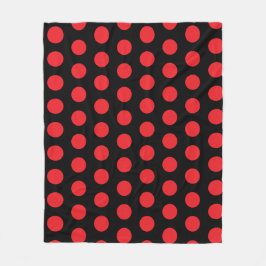 Big Red Polka dots på Black Towel Fleecefilt