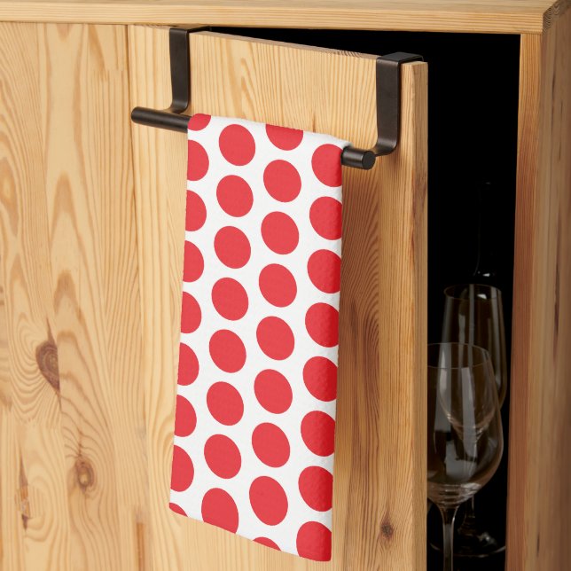 Big Red Polka dots Towel Kökshandduk (Thirds Fold)