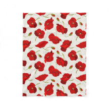 Big Red Poppies Fleece Blanket