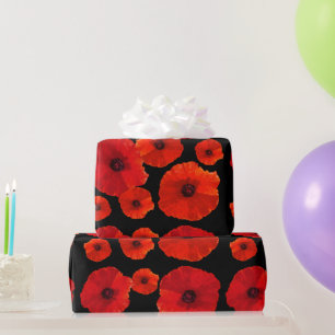 Big Red Poppies på Black Presentpapper