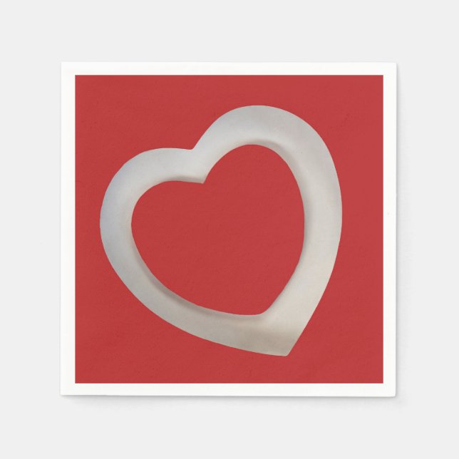Big Red Valentine minimalist 3D-hjärta Pappersservett (Framsidan)