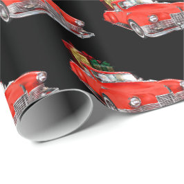 Big Red Vintage bil, presenter och Jultomten jul Presentpapper