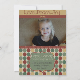 Big Retro Dots Photo Helgdag Card Julkort