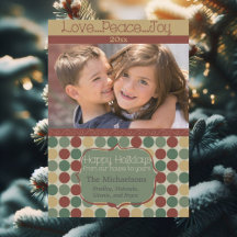 Big Retro Dots Photo Helgdag Card
