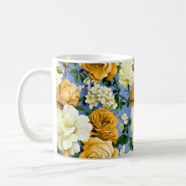 Big Retro Gul ros Flower Kaffemugg (Vänster)