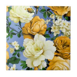Big Retro Gul ros Flower Kakelplatta