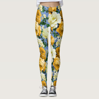 Big Retro Gul ros Flower Leggings