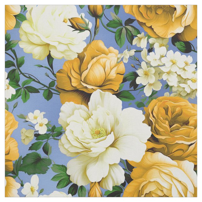 Big Retro Gul ros Flower Textile Tyg (Provkarta)
