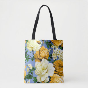 Big Retro Gul ros Flower Tygkasse