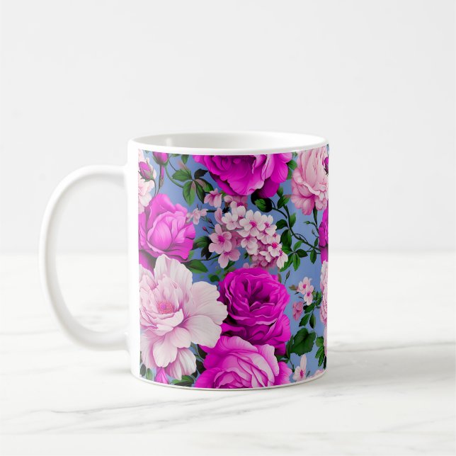 Big Retro Lila Ro Flower Kaffemugg (Vänster)