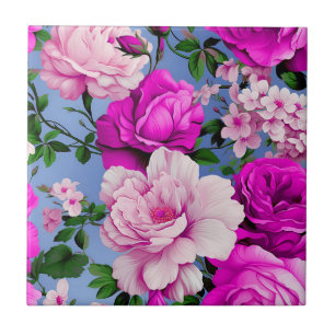 Big Retro Lila Ro Flower Kakelplatta