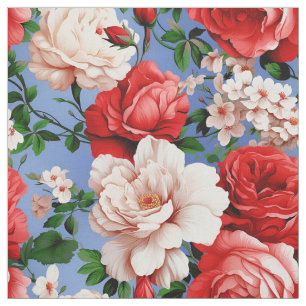 Big Retro Röd ros Flower Tyg