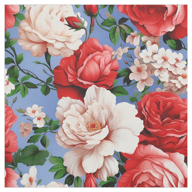 Big Retro Röd ros Flower Tyg (Provkarta)