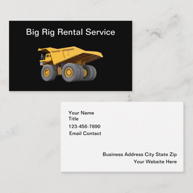 Big Rig Construction Rental Service Visitkort (Fram/baksida)