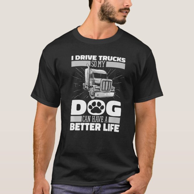 Big Rig Hund Trucker Lastbil-drivrutin T Shirt (Framsida)