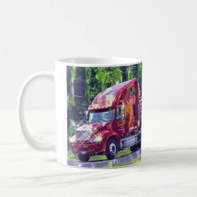 Big Rig Red Cargo Lastbil för barn och Truckers Kaffemugg (Vänster)