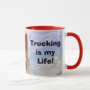 Big Rig Red Cargo Lastbil för barn och Truckers Mugg