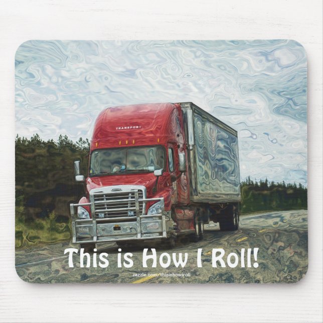 Big Rig Red Cargo Lastbil för barn och Truckers Musmatta (Framsidan)
