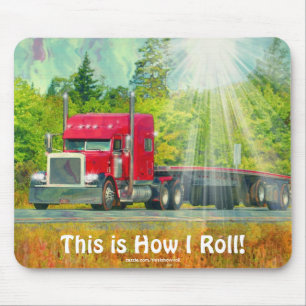 Big Rig Red Cargo Lastbil för barn och Truckers Musmatta