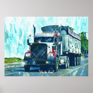 Big Rig Red Freight Lastbil-Poster (stor, röd gods Poster