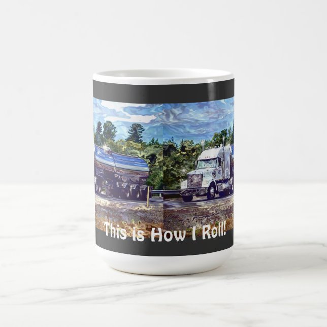 Big Rig White Cargo Lastbil för Lastbil-driver & K Kaffemugg (Center)