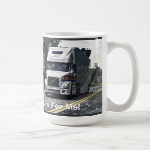 Big Rig White Freight Lastbil för lastbilschaufför Kaffemugg