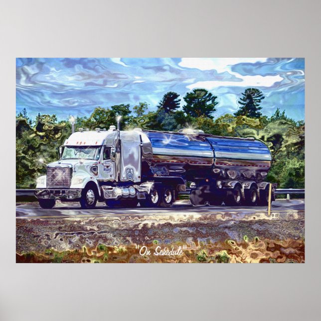 Big Rig White Petrol Tanker Driver Poster (Framsidan)