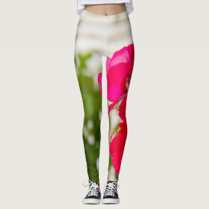 Big röd ros i trädgården leggings