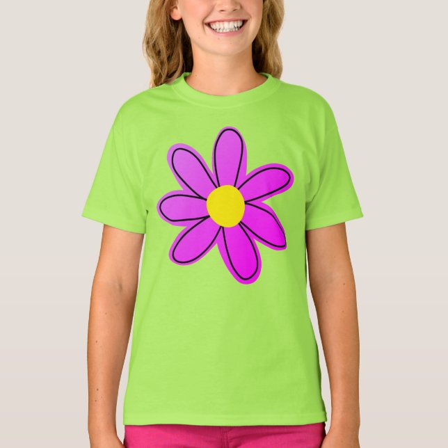 Big Roligt Flower Girl's T-Shirt (Framsida)