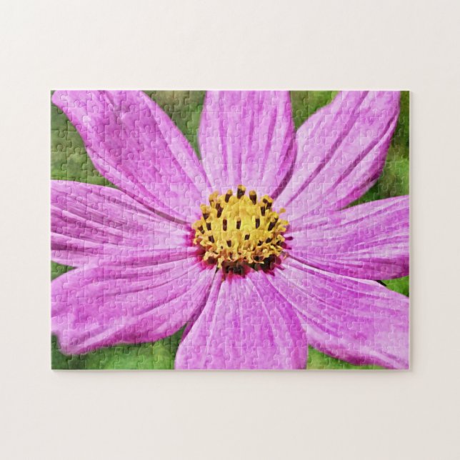 Big Rosa Daisy Cosmos Flower Art Puzzle Pussel (Horisontell)