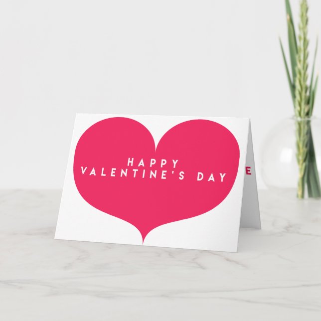 Big Rosa Heart Glad Alla hjärtans dag-hälsningskor Helgkort (Framsida)
