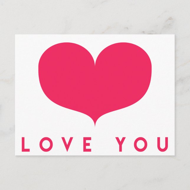 Big Rosa Heart Valentine Day Postcard Helg Vykort (Framsida)