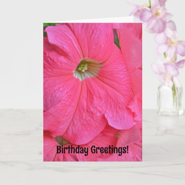 Big Rosa Petunia Flowers Söt Birthday Card Kort (Orkide)
