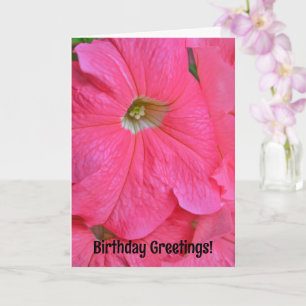 Big Rosa Petunia Flowers Söt Birthday Card Kort