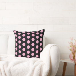 Big Rosa Polka dots på Black Kudde