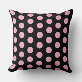 Big Rosa Polka dots på Black Kudde