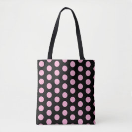 Big Rosa Polka dots på Black Tygkasse