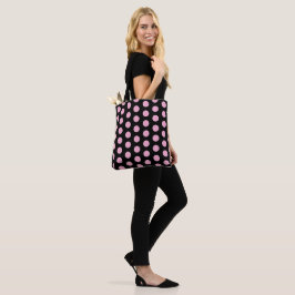 Big Rosa Polka dots på Black Tygkasse